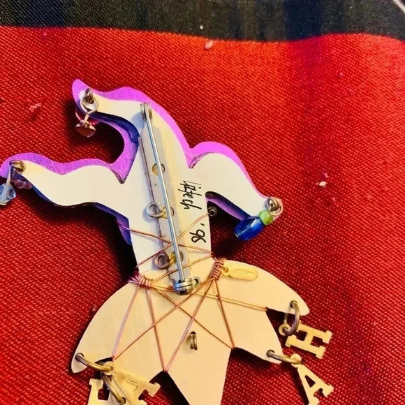 Vintage Liztech Brooch Mardi Gras Signed Colorful Design Hand wired - Picture 5 of 7